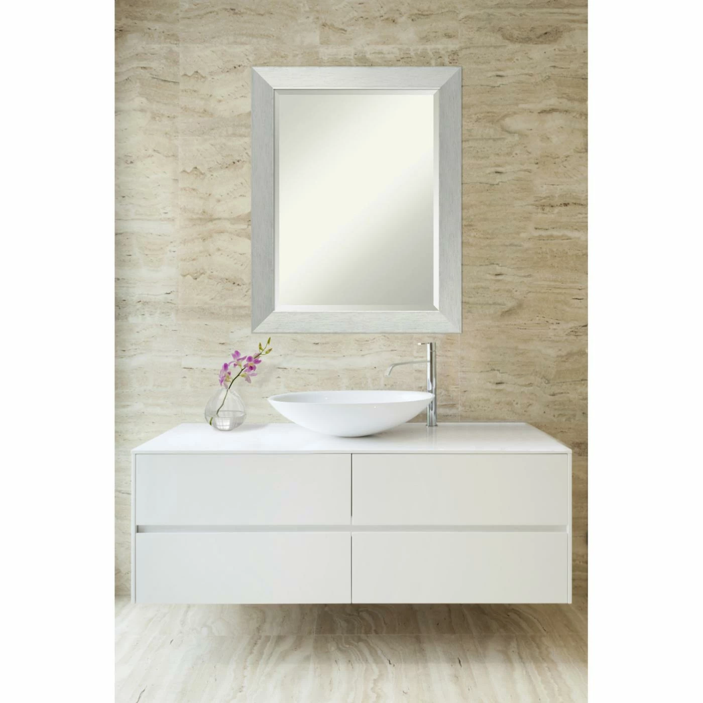 Discount āļø Amanti Art Brushed Sterling Silver Wall Mirror - 22W X 28H In. šÆ - Image 4