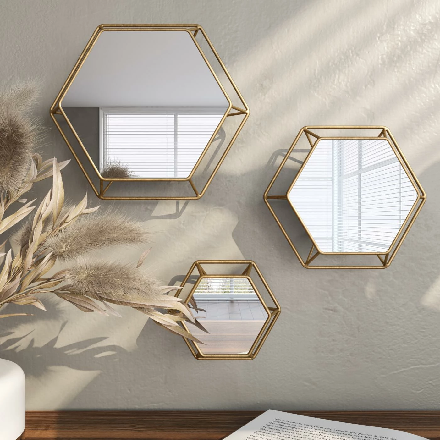 Best reviews of β Aspire Home Accents Shanton Hexagonal Wall Mirrors - Set Of 3 π - Image 4