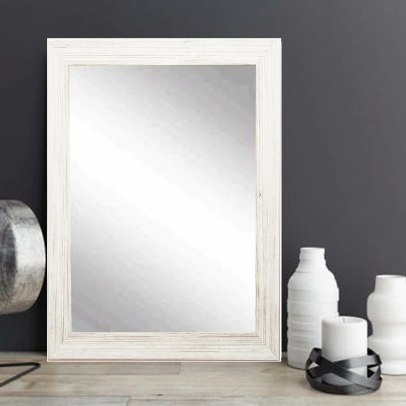 Promo π₯° BrandtWorks Designers Choice Rectangle Wall Mirror - Coastal White β - Image 4