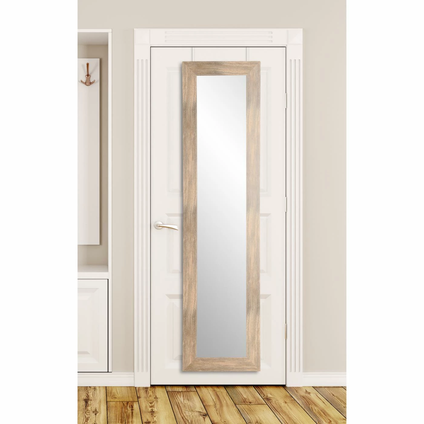 Best Pirce β Wall BrandtWorks Farmhouse Wood Grain Slim Over The Door Mirror - 21.5W X 71H In. 𧨠- Image 4