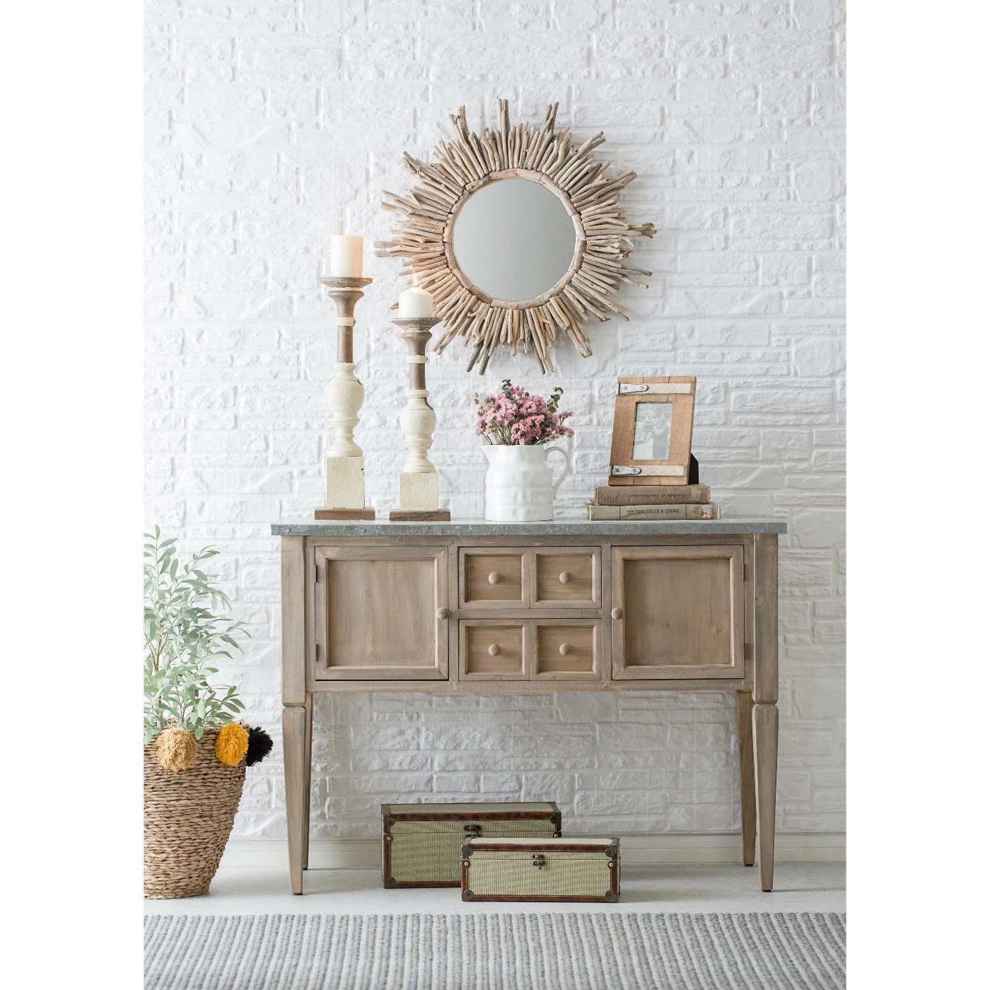 Hot Sale π 3R Studios 26 In. Driftwood Sunburst Wall Mirror π - Image 4