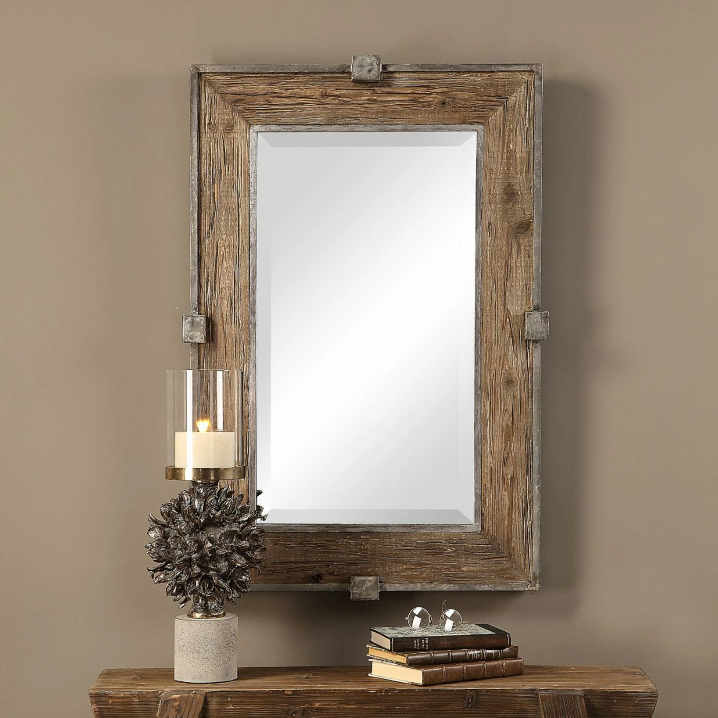 New β HumbleNest Trego Farmhouse / Cottage Weathered Wood Wall Mirror - 25.25W X 37.25H In. π₯ - Image 4