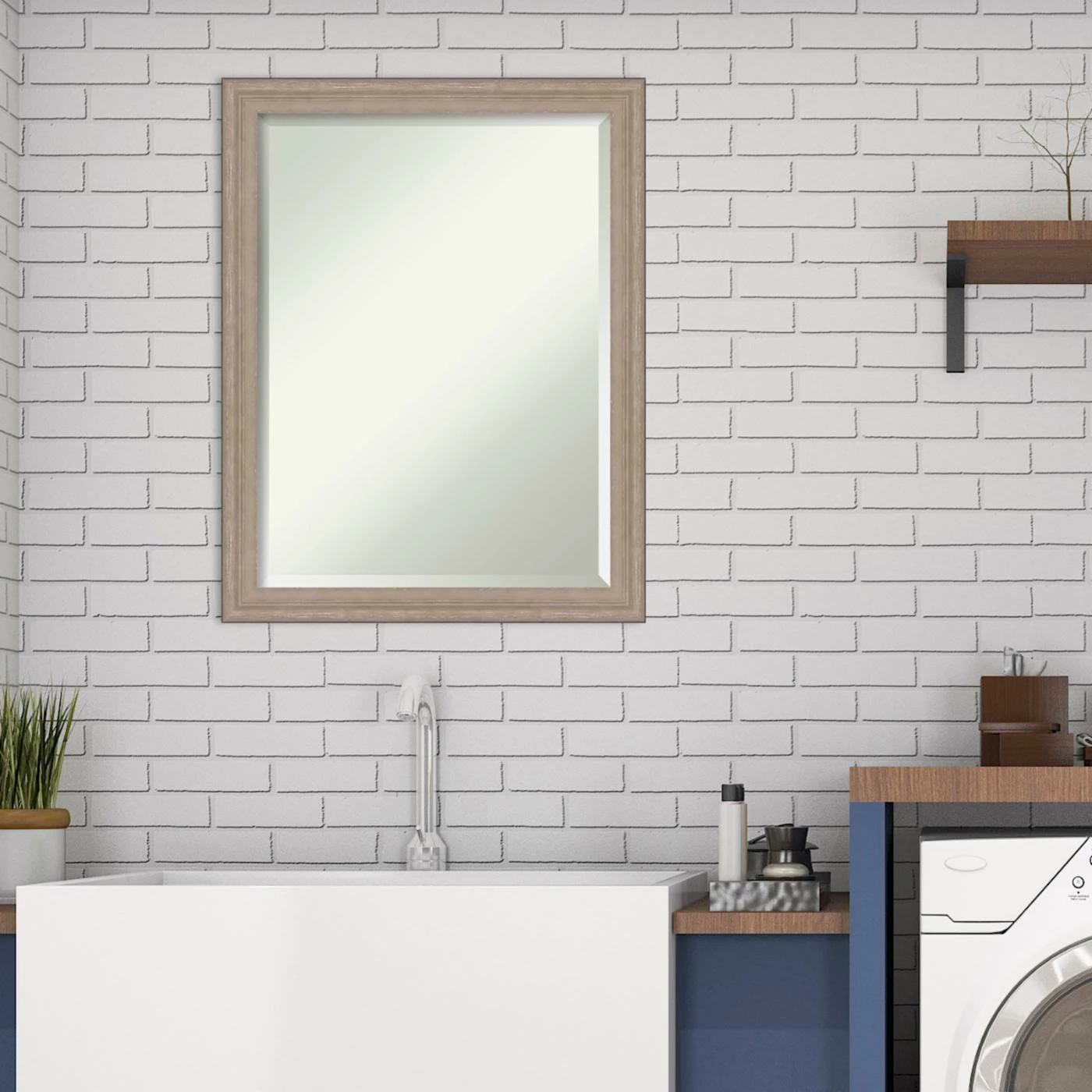 Hot Sale π Bathroom Vanity Amanti Art Curve Decorative Beveled Rectangular Wall Mirror β€οΈ - Image 6