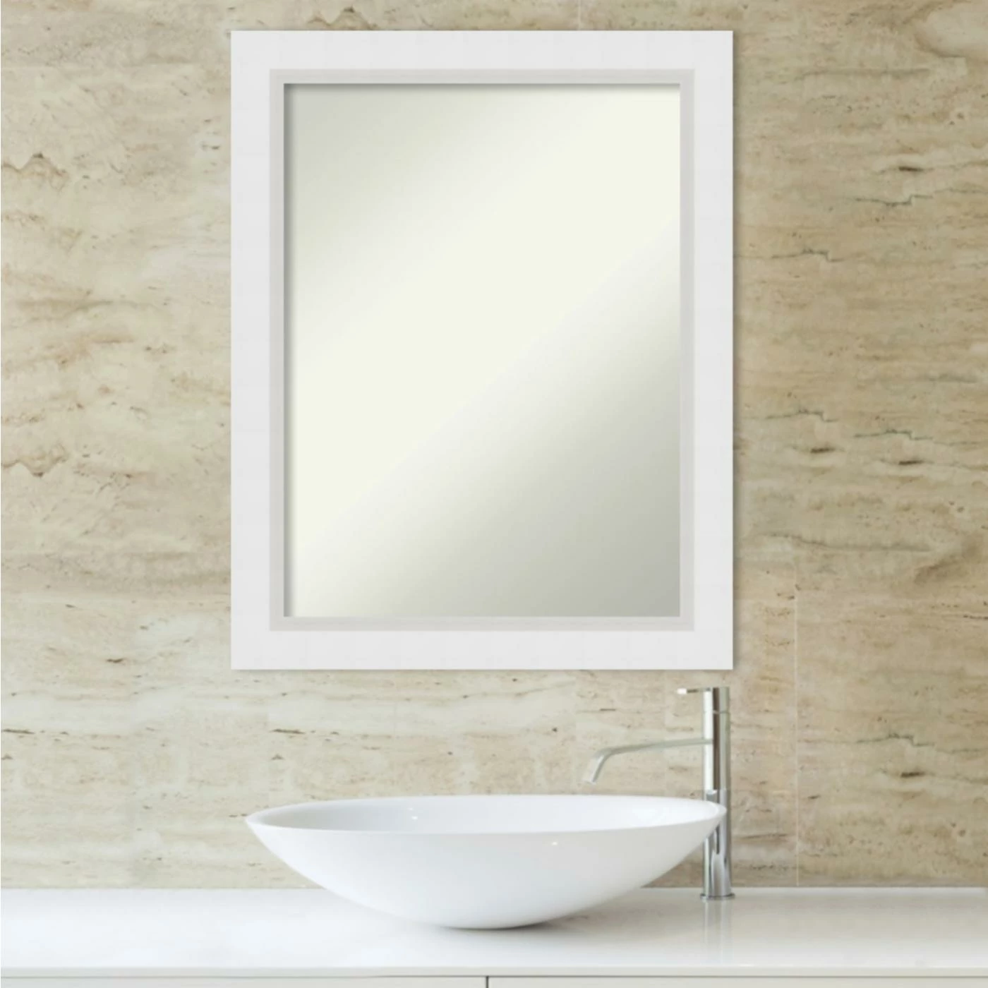 Wholesale ๐ Amanti Art Blanco White Wood Framed Non-Beveled Bathroom Vanity Wall Mirror - 22 X 28 In ๐ - Image 6