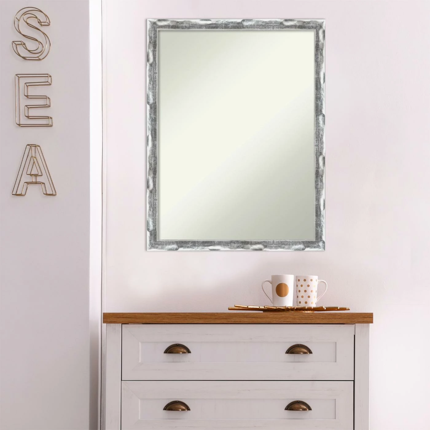 Discount β¨ Amanti Art Scratched Wave Chrome Framed Non-Beveled Bathroom Vanity Wall Mirror - 20 X 26 In βοΈ - Image 6
