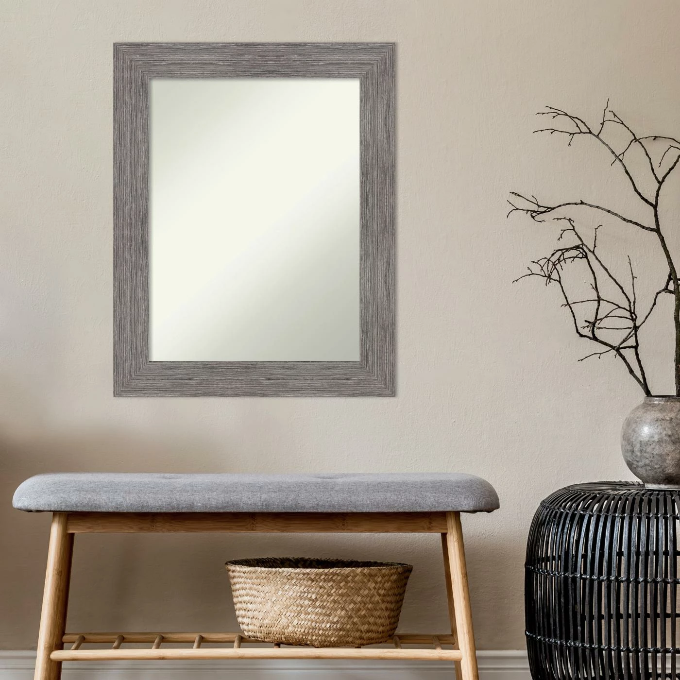 Deals βοΈ Amanti Art Pinstripe Plank Grey Framed Non-Beveled Bathroom Vanity Wall Mirror - 23.5 X 29.5 In β€οΈ - Image 6
