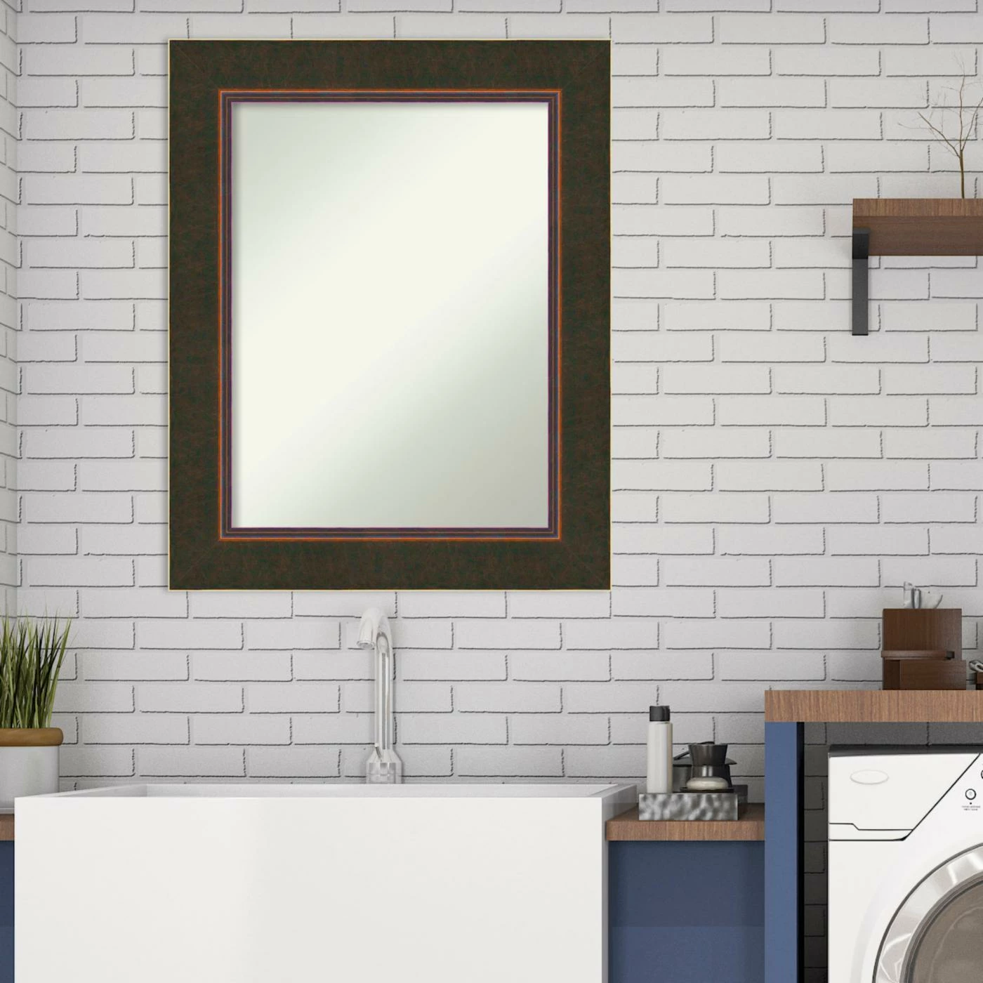 Discount ๐ Amanti Art Milano Bronze Wood Framed Non-Beveled Bathroom Vanity Wall Mirror - 24.5 X 30.5 In ๐ - Image 6
