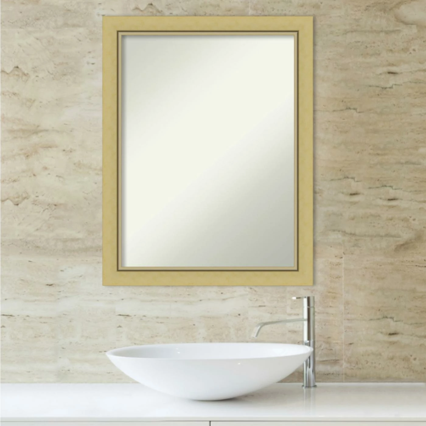 Best Sale π Amanti Art Landon Gold Narrow Framed Non-Beveled Bathroom Vanity Wall Mirror - 21.5 X 27.5 In π€© - Image 6