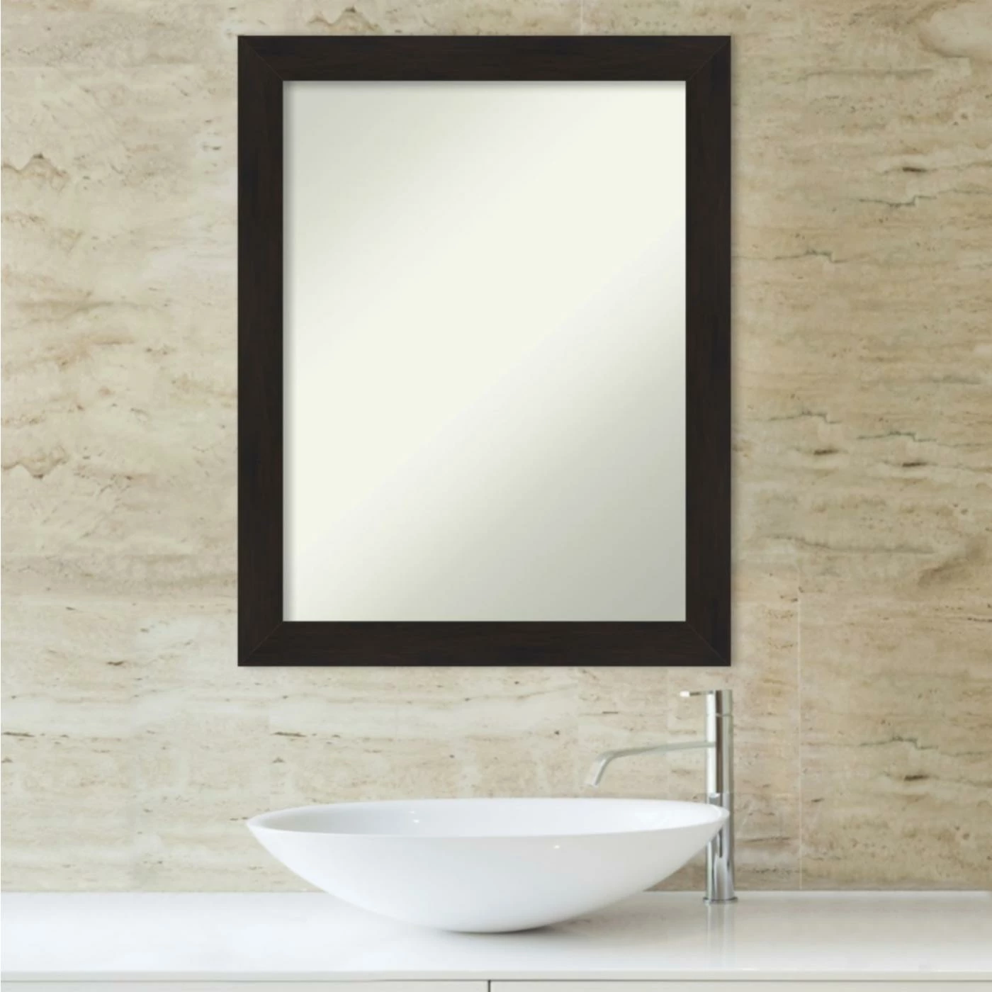 Best Pirce π₯° Amanti Art Furniture Espresso Narrow Framed Non-Beveled Bathroom Vanity Wall Mirror - 21.5 X 27.5 In π― - Image 6