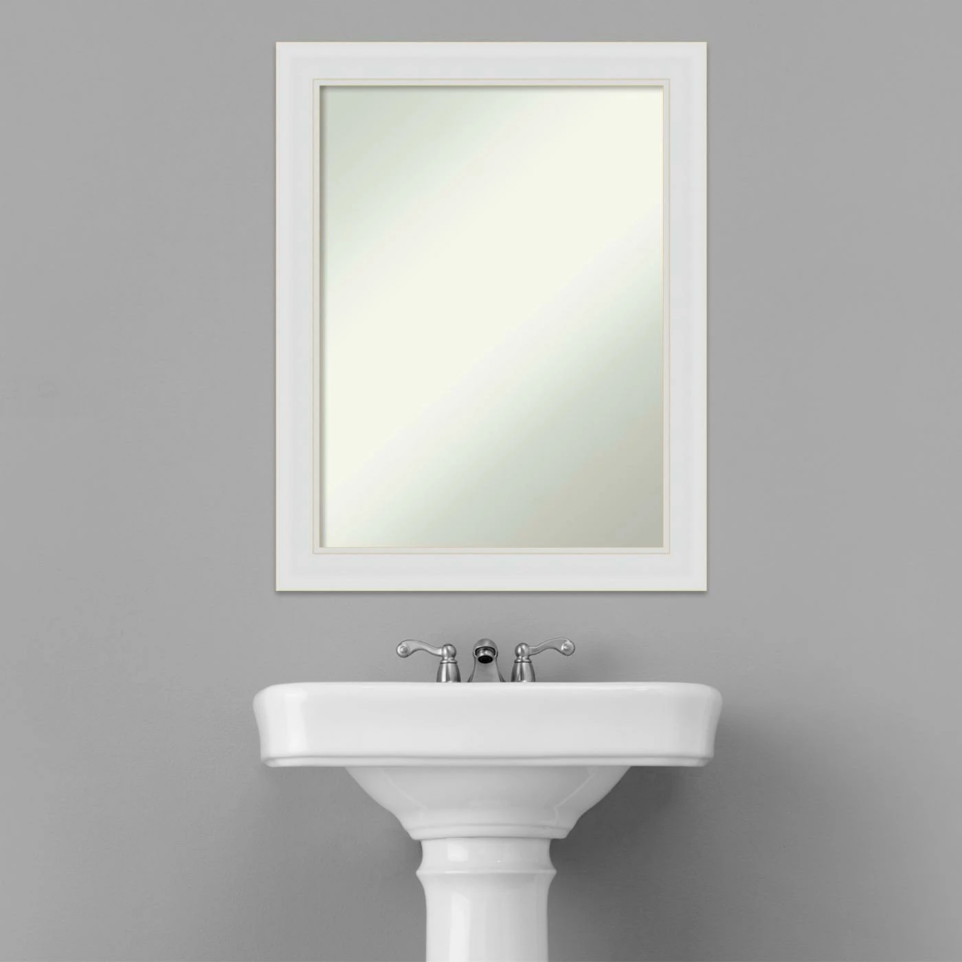 Hot Sale π― Amanti Art Flair Soft White Framed Non-Beveled Bathroom Vanity Wall Mirror - 22 X 28 In π€© - Image 6