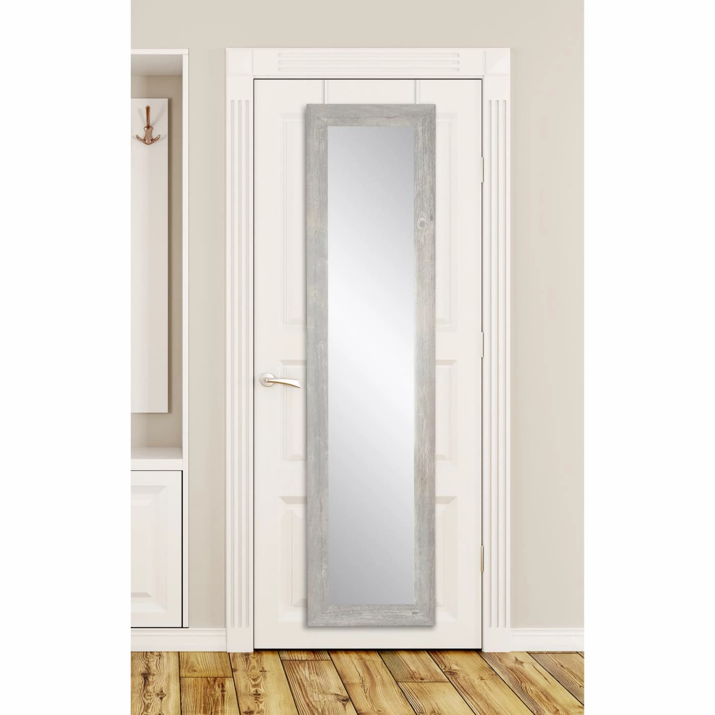 Best Pirce β Wall BrandtWorks Farmhouse Wood Grain Slim Over The Door Mirror - 21.5W X 71H In. 𧨠- Image 6
