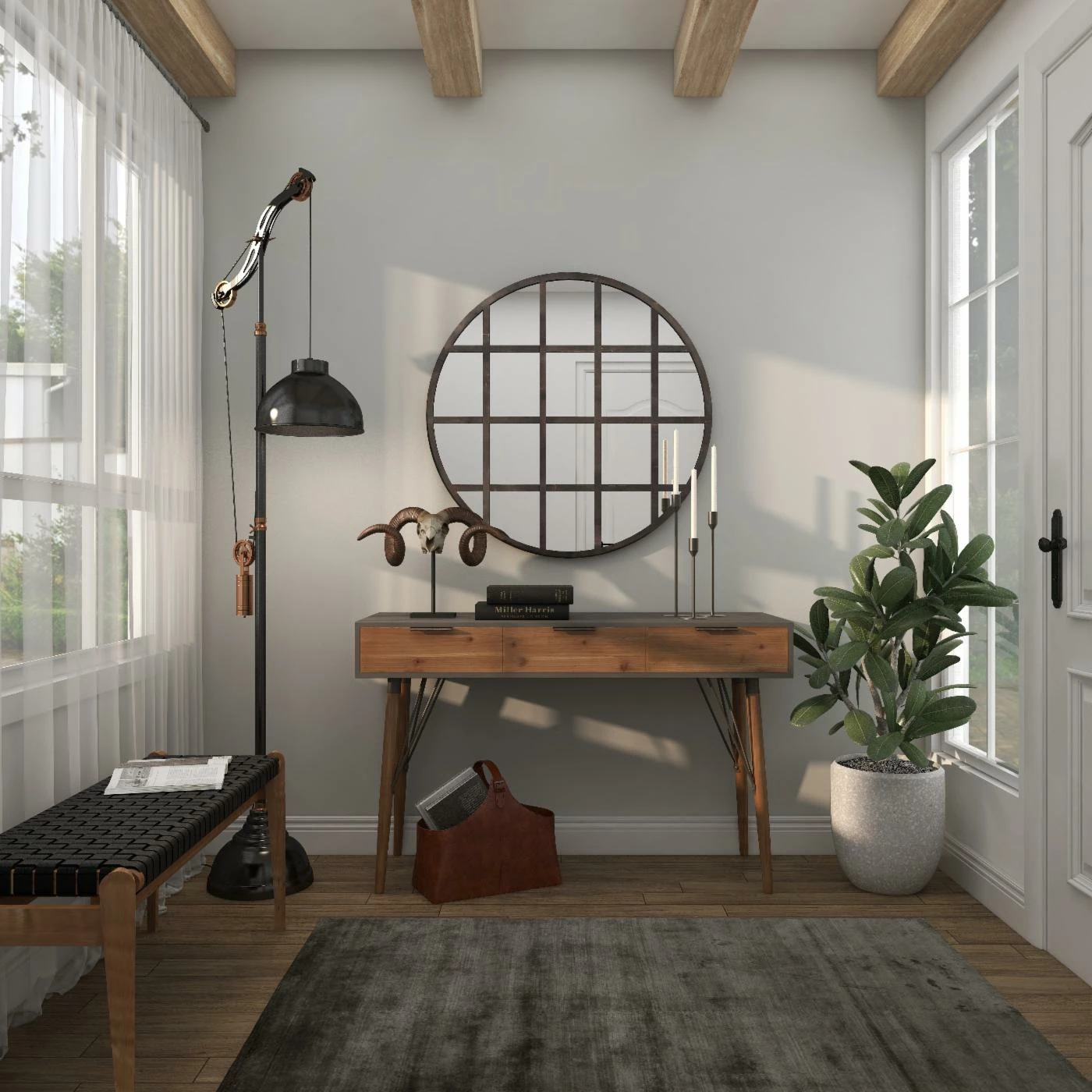 Top 10 😀 DecMode Iron And Wood Round Paneled Glass Wall Mirror - 36W X 36H In. ⭐ - Image 6