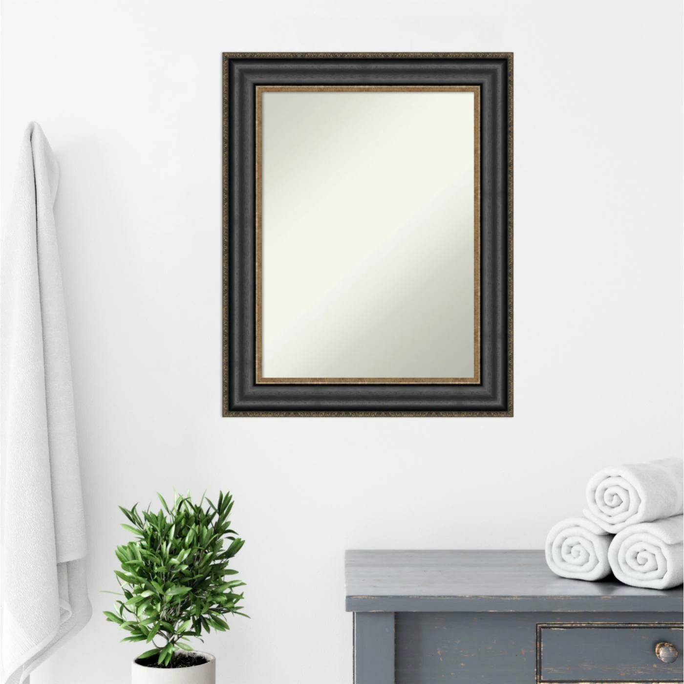 Outlet π Amanti Art Thomas Black Bronze Framed Non-Beveled Bathroom Vanity Wall Mirror - 23.75 X 29.75 In π - Image 7