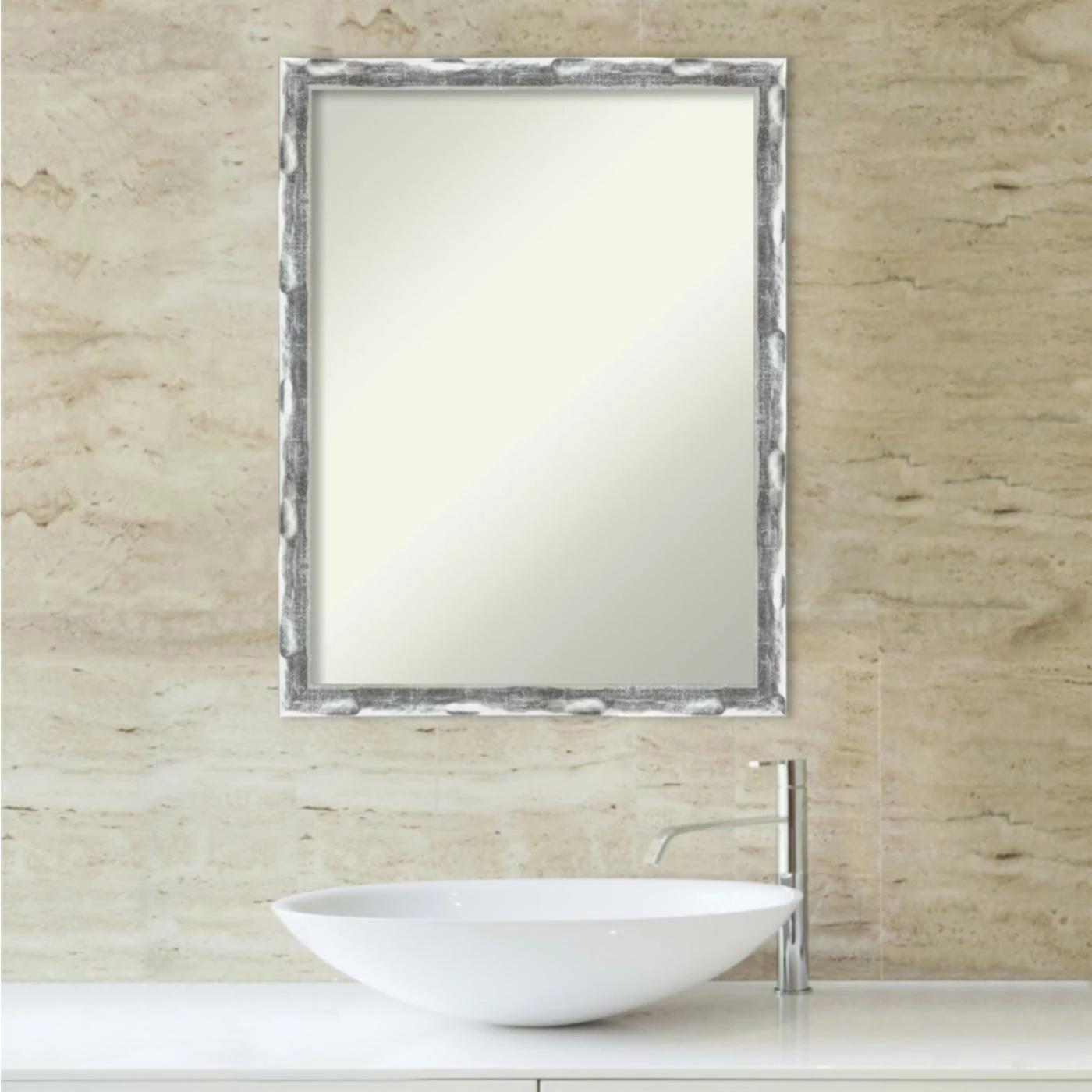 Discount β¨ Amanti Art Scratched Wave Chrome Framed Non-Beveled Bathroom Vanity Wall Mirror - 20 X 26 In βοΈ - Image 7