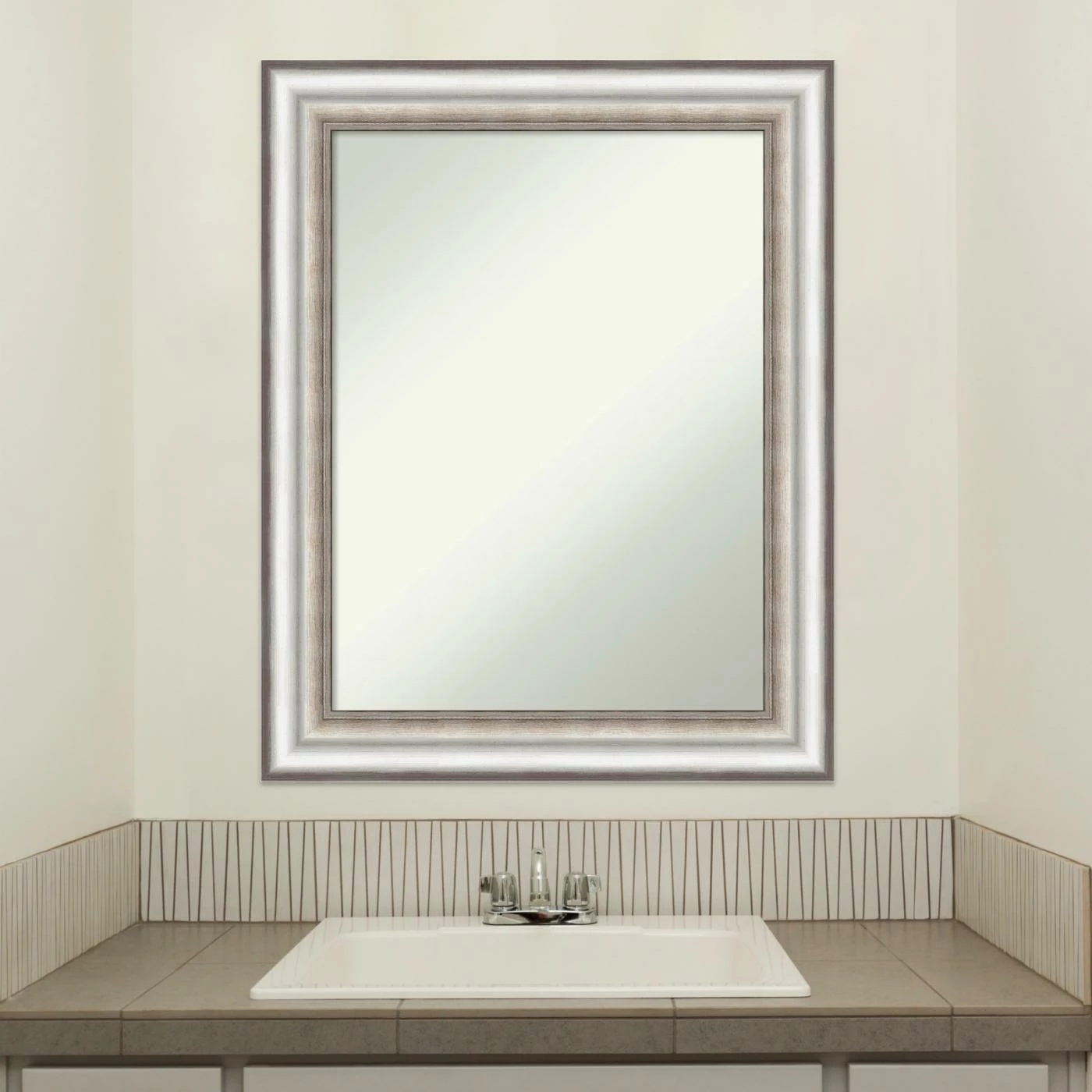 New π Amanti Art Salon Silver Framed Non-Beveled Bathroom Vanity Wall Mirror - 23.25 X 29.25 In π₯° - Image 7