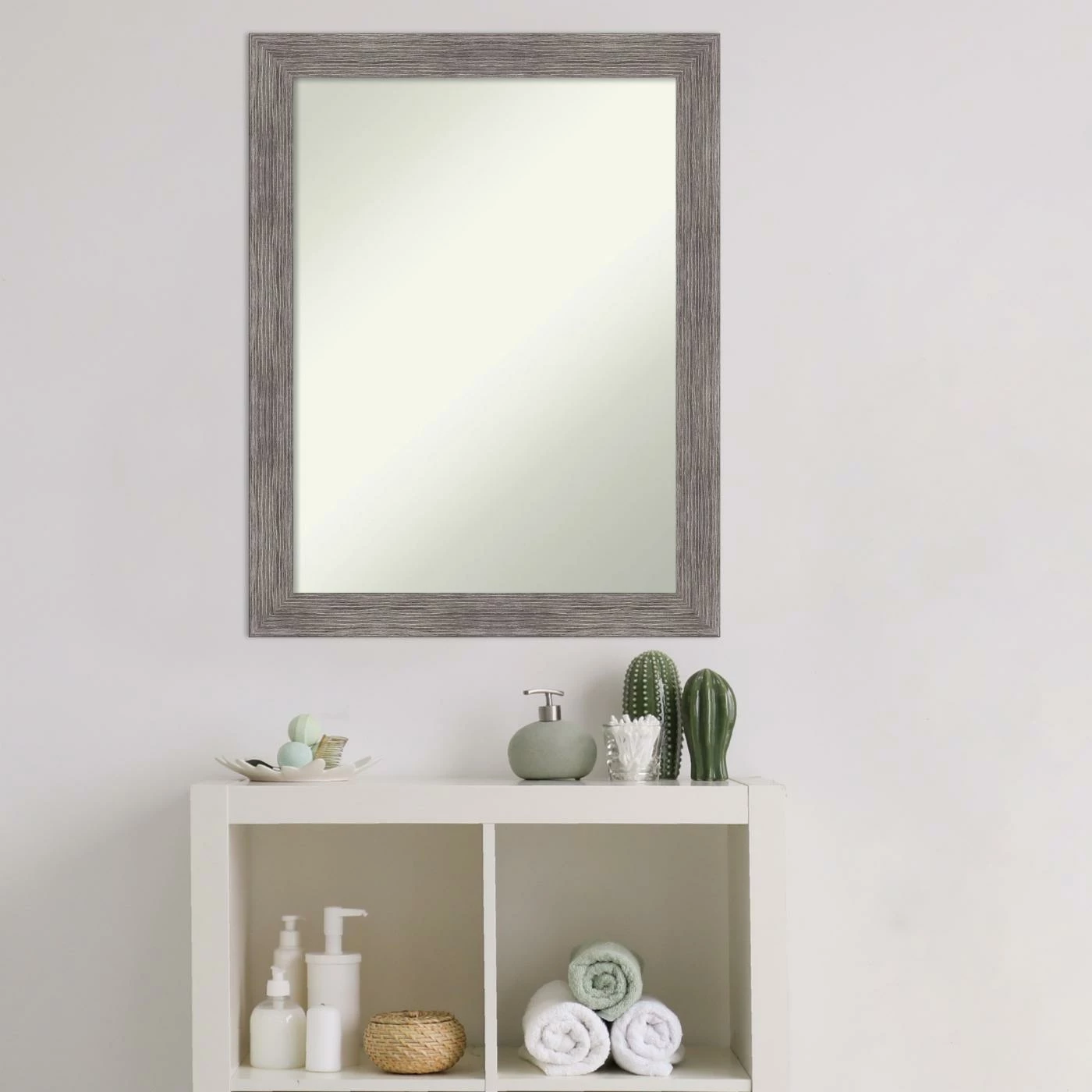 Best reviews of π₯ Amanti Art Pinstripe Plank Grey Narrow Framed Non-Beveled Bathroom Vanity Wall Mirror - 21.5 X 27.5 In β - Image 7