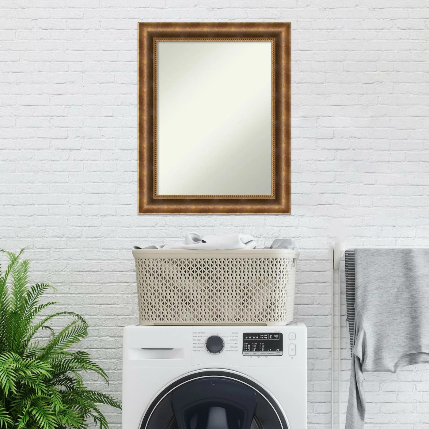 Budget π Amanti Art Manhattan Bronze Wood Framed Non-Beveled Bathroom Vanity Wall Mirror - 23.5 X 29.5 In π - Image 7