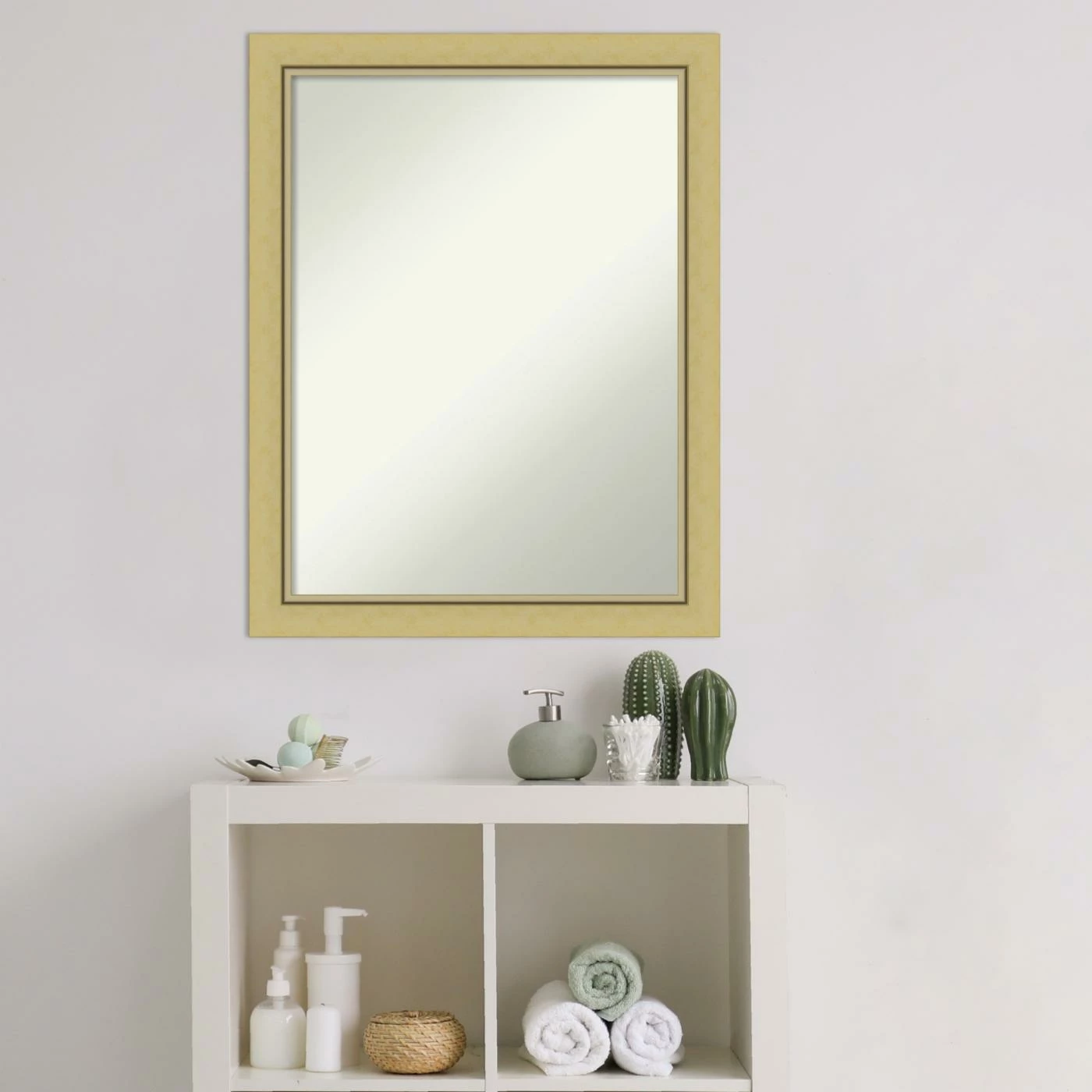 Best Sale π Amanti Art Landon Gold Narrow Framed Non-Beveled Bathroom Vanity Wall Mirror - 21.5 X 27.5 In π€© - Image 7