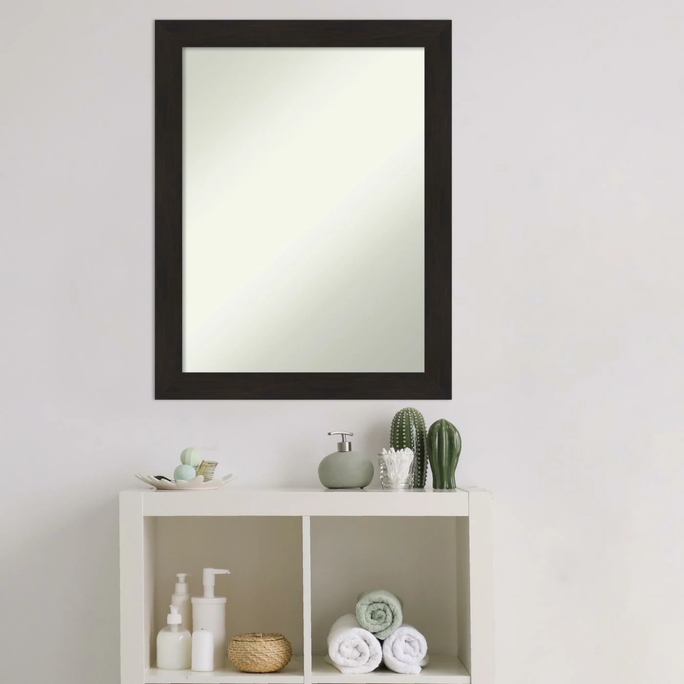 Best Pirce π₯° Amanti Art Furniture Espresso Narrow Framed Non-Beveled Bathroom Vanity Wall Mirror - 21.5 X 27.5 In π― - Image 7