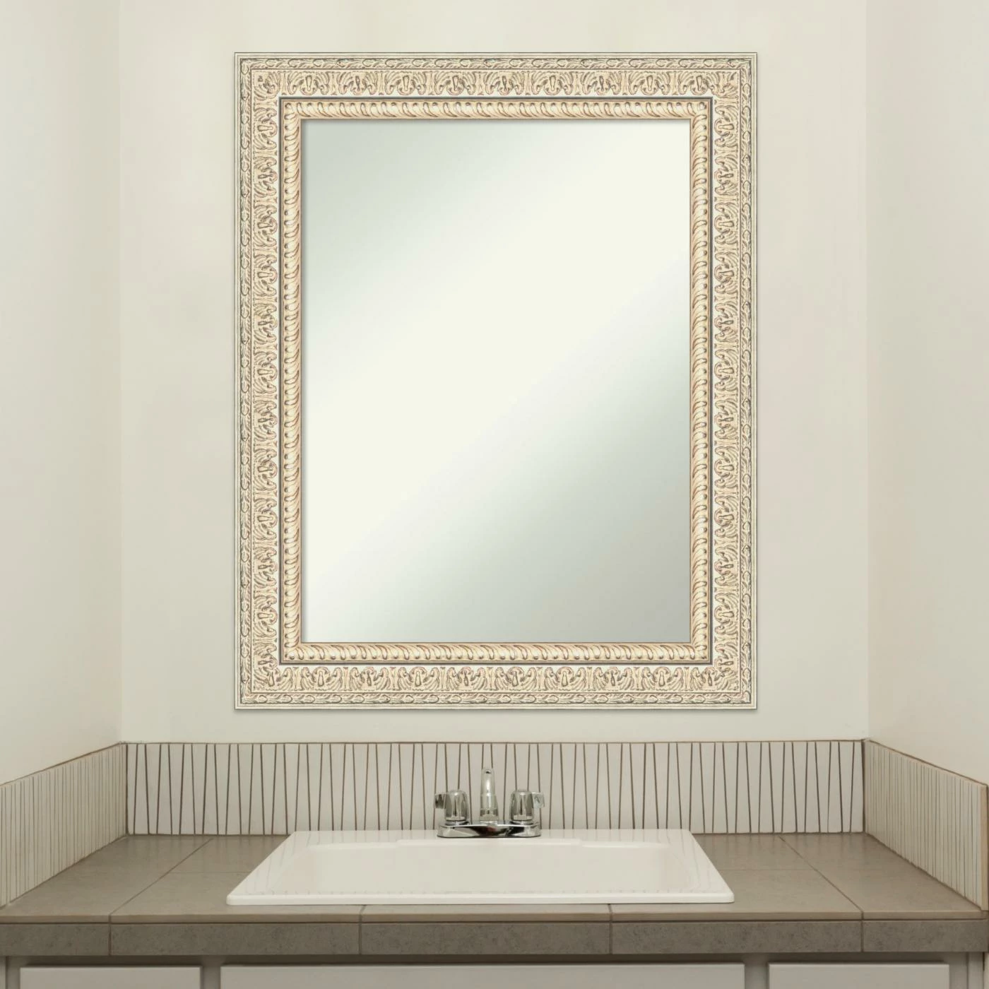 Wholesale β¨ Amanti Art Fair Baroque Cream Wood Framed Non-Beveled Bathroom Vanity Wall Mirror - 23.5 X 29.5 In π₯ - Image 7