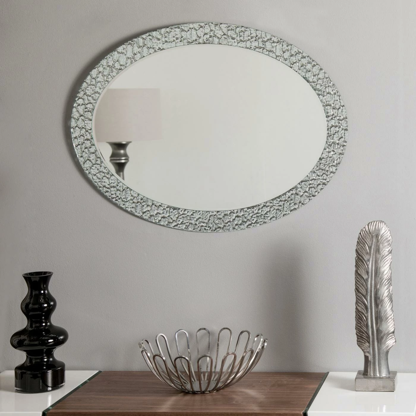 Cheap 🛒 Decor Wonderland Jewel Oval Frameless Wall Mirror - 23.6W X 31.5H In. 😀 - Image 7