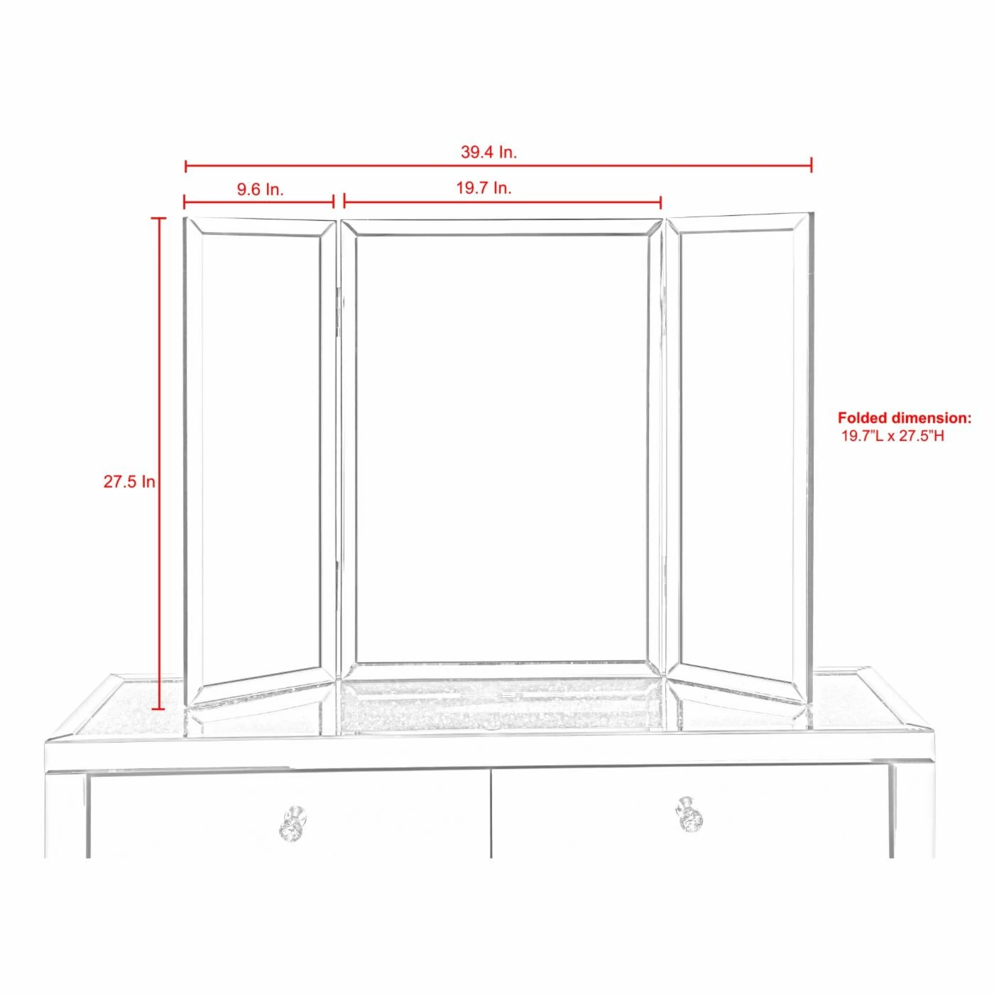 Discount π Makeup & Shaving Inspired Home Norton Trifold Tabletop Vanity Mirror π - Image 7