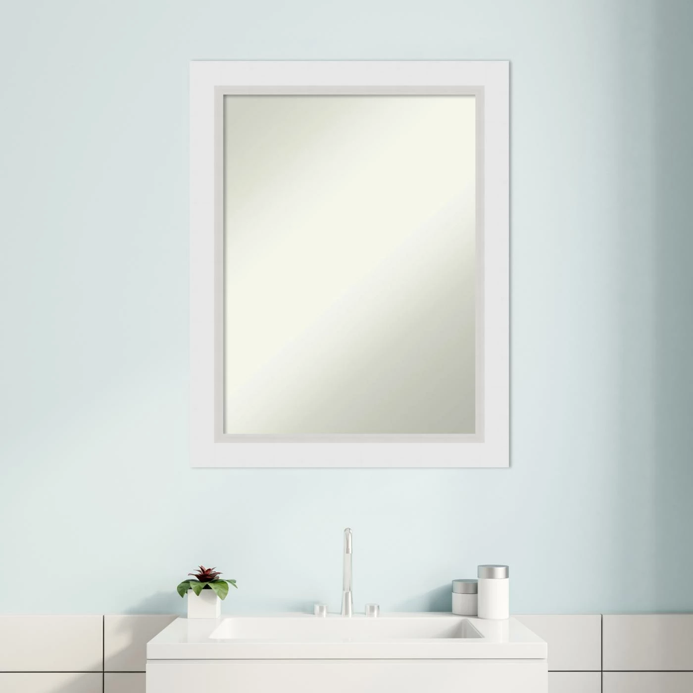Wholesale ๐ Amanti Art Blanco White Wood Framed Non-Beveled Bathroom Vanity Wall Mirror - 22 X 28 In ๐ - Image 8