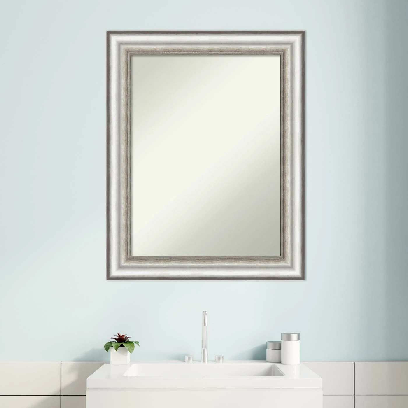 New π Amanti Art Salon Silver Framed Non-Beveled Bathroom Vanity Wall Mirror - 23.25 X 29.25 In π₯° - Image 8