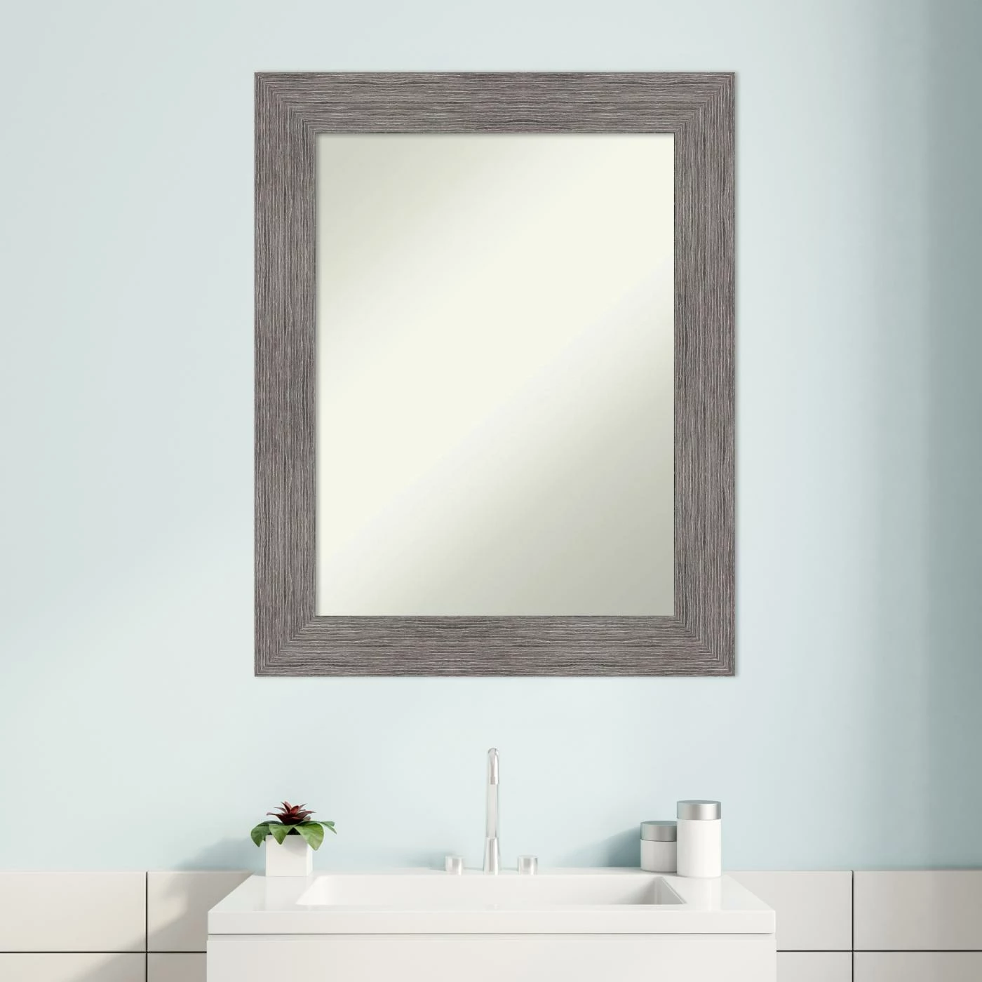 Deals βοΈ Amanti Art Pinstripe Plank Grey Framed Non-Beveled Bathroom Vanity Wall Mirror - 23.5 X 29.5 In β€οΈ - Image 8