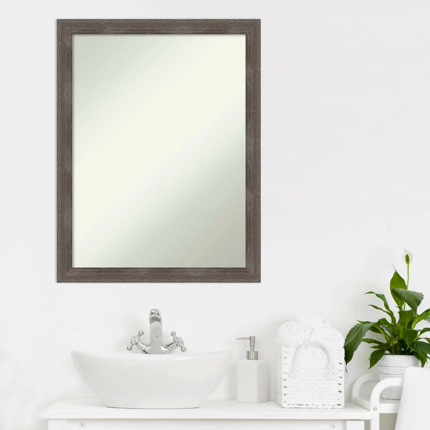 Best reviews of ๐งจ Amanti Art Pinstripe Lead Grey Wood Framed Non-Beveled Bathroom Vanity Wall Mirror - 20.5 X 26.5 In ๐ - Image 8