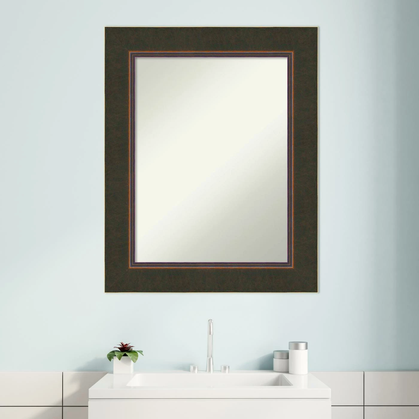 Discount ๐ Amanti Art Milano Bronze Wood Framed Non-Beveled Bathroom Vanity Wall Mirror - 24.5 X 30.5 In ๐ - Image 8