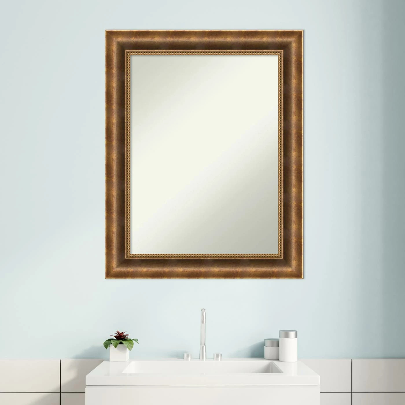 Budget π Amanti Art Manhattan Bronze Wood Framed Non-Beveled Bathroom Vanity Wall Mirror - 23.5 X 29.5 In π - Image 8
