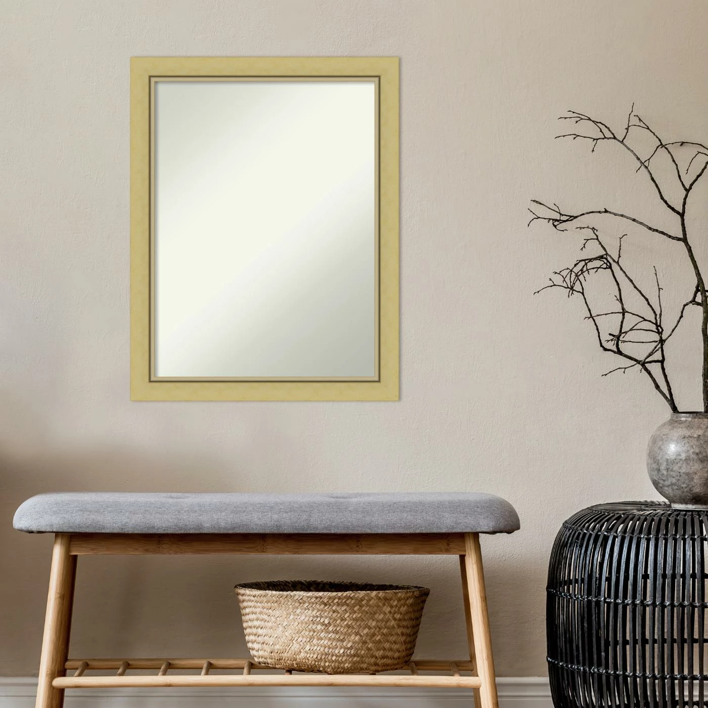 Best Sale π Amanti Art Landon Gold Narrow Framed Non-Beveled Bathroom Vanity Wall Mirror - 21.5 X 27.5 In π€© - Image 8
