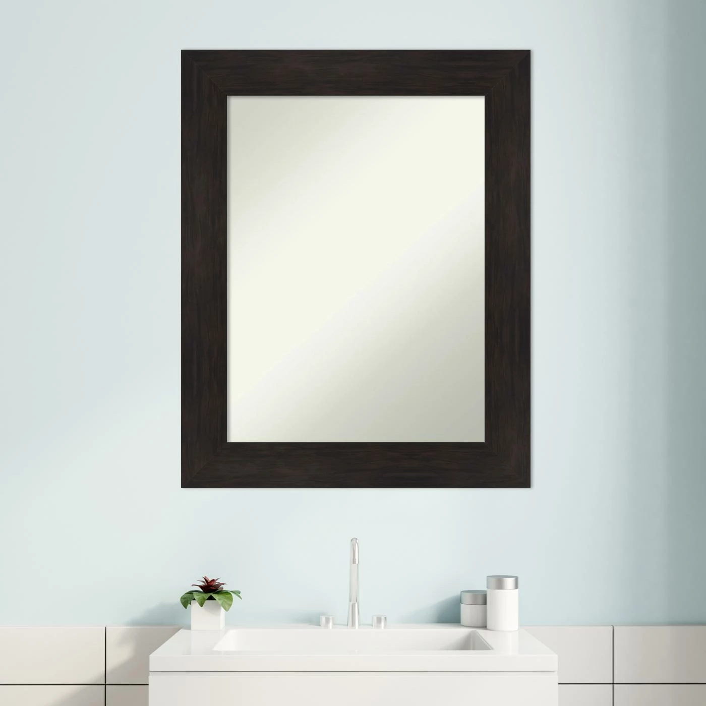 New 🤩 Amanti Art Furniture Espresso Framed Non-Beveled Bathroom Vanity Wall Mirror - 23.5 X 29.5 In 🎁 - Image 8
