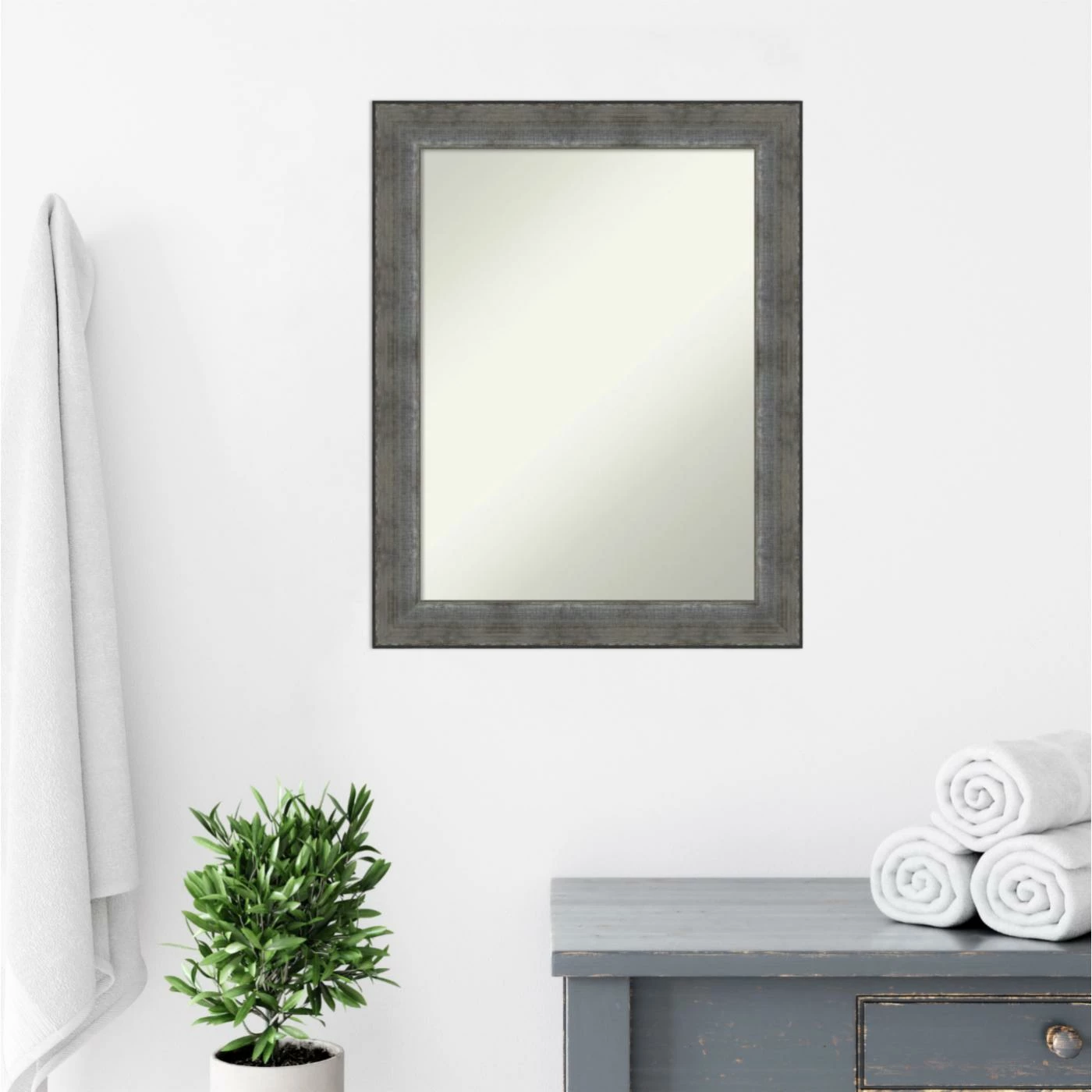Flash Sale π― Amanti Art Forged Pewter Wood Framed Non-Beveled Bathroom Vanity Wall Mirror - 22 X 28 In π― - Image 8