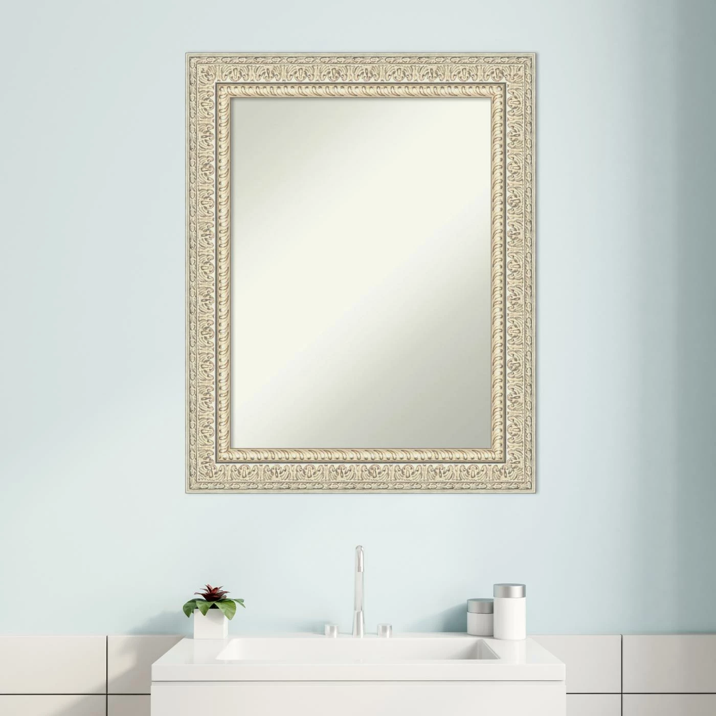 Wholesale β¨ Amanti Art Fair Baroque Cream Wood Framed Non-Beveled Bathroom Vanity Wall Mirror - 23.5 X 29.5 In π₯ - Image 8