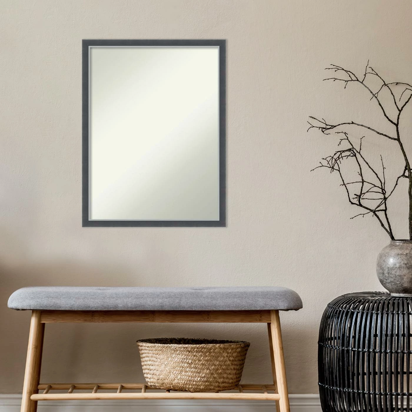 New π€© Amanti Art Eva Black Silver Thin Framed Non-Beveled Bathroom Vanity Wall Mirror - 19.75 X 25.75 In π - Image 8