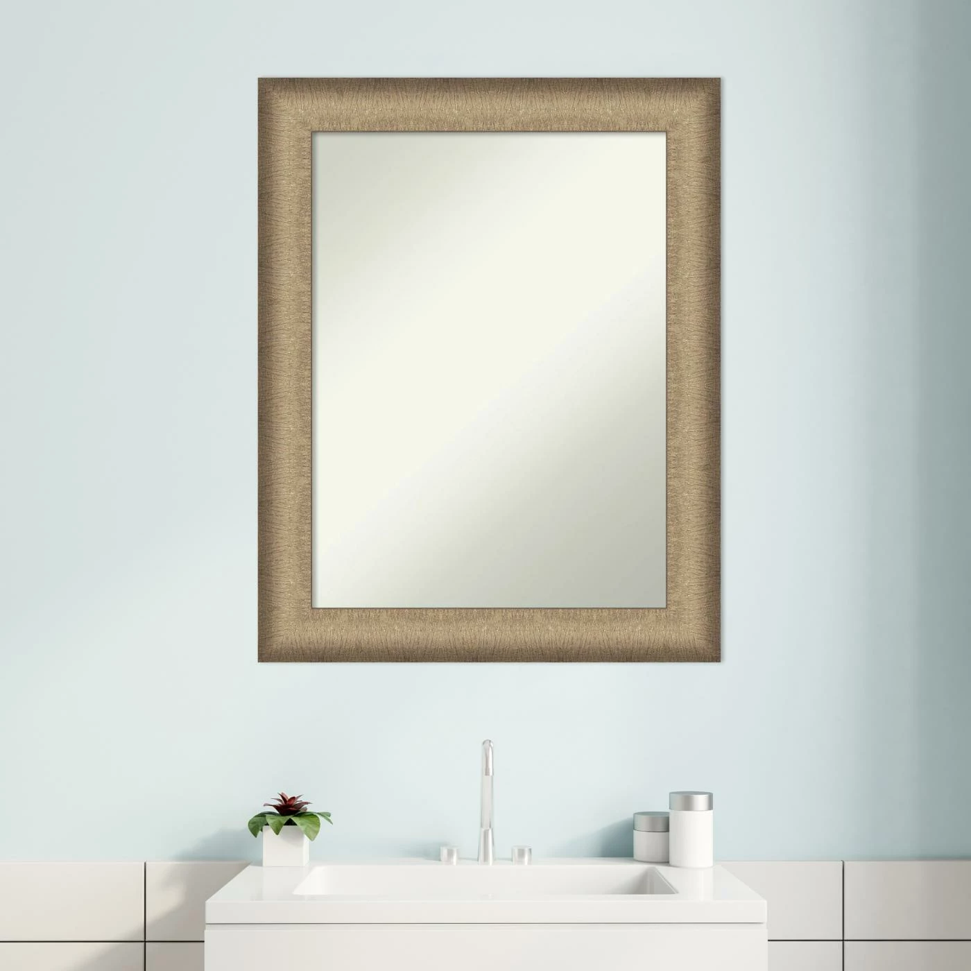 Budget π Amanti Art Elegant Brushed Bronze Framed Non-Beveled Bathroom Vanity Wall Mirror - 22.75 X 28.75 In π - Image 8