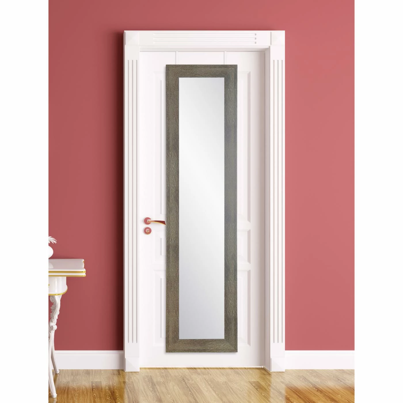 Best Pirce β Wall BrandtWorks Farmhouse Wood Grain Slim Over The Door Mirror - 21.5W X 71H In. 𧨠- Image 8