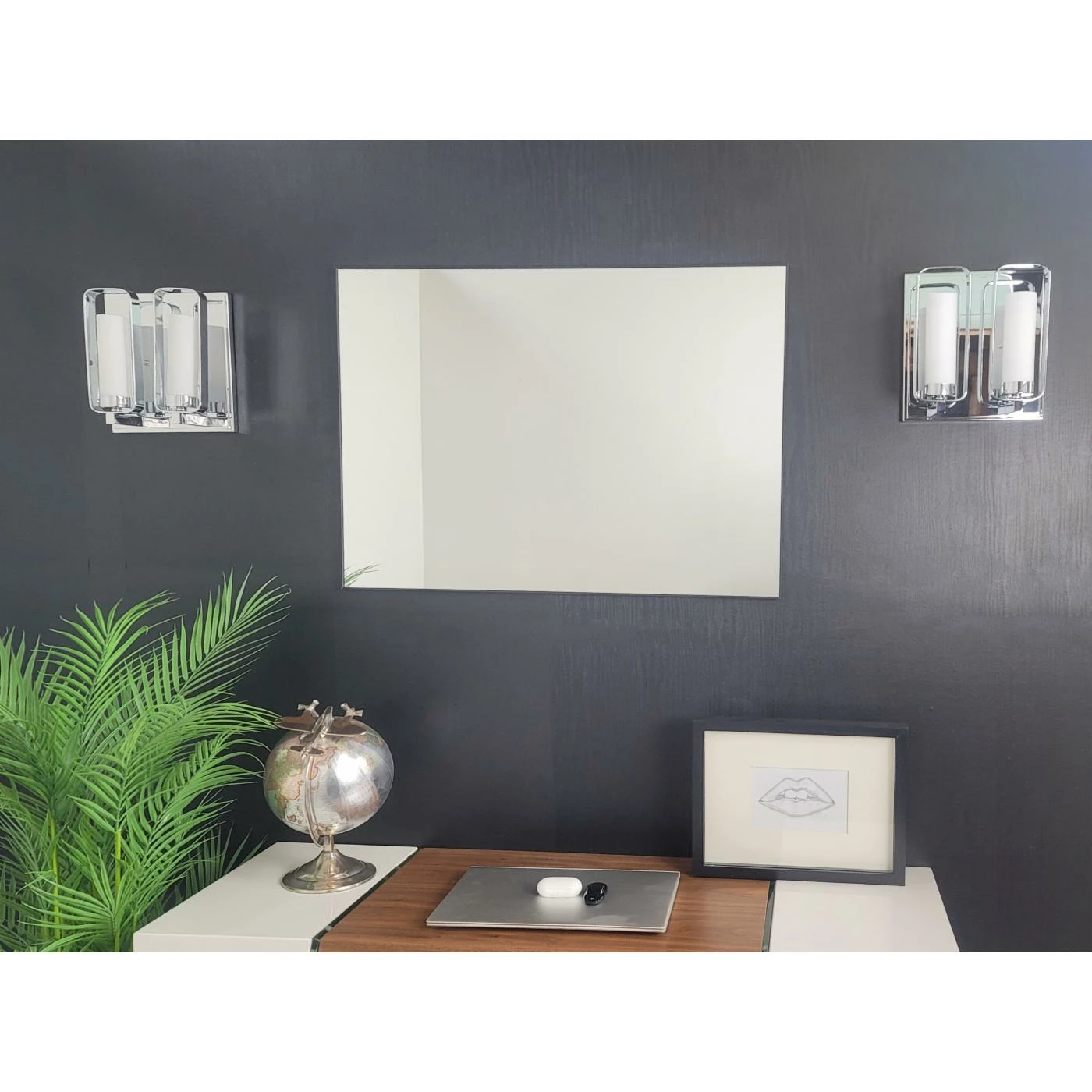 Deals โ๏ธ Decor Wonderland Venta Modern Black Framed Wall Mirror With Dual Mounting Brackets ๐งจ - Image 7