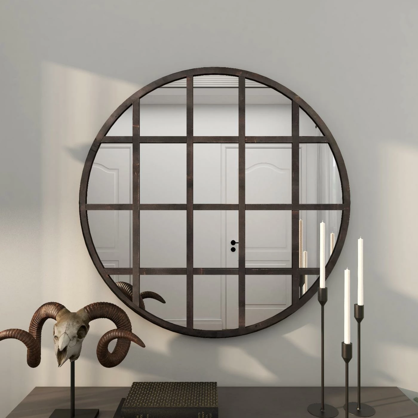 Top 10 😀 DecMode Iron And Wood Round Paneled Glass Wall Mirror - 36W X 36H In. ⭐ - Image 8