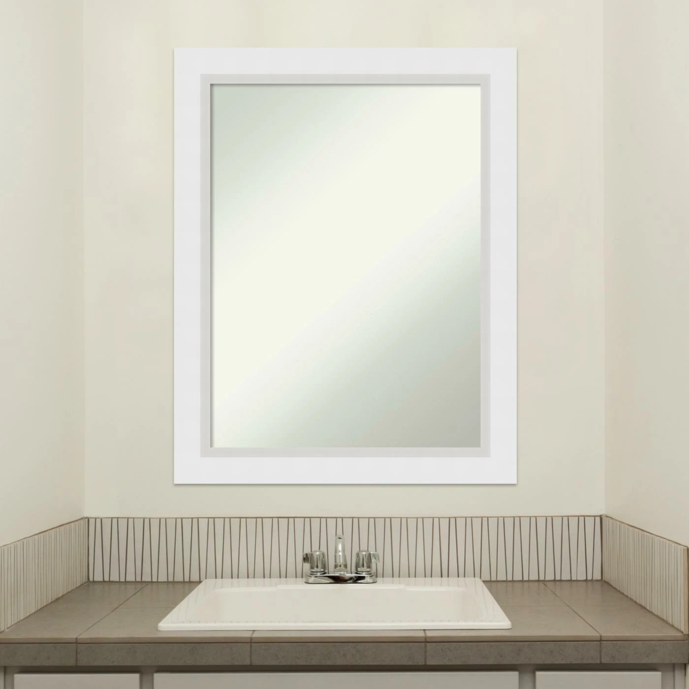 Wholesale ๐ Amanti Art Blanco White Wood Framed Non-Beveled Bathroom Vanity Wall Mirror - 22 X 28 In ๐ - Image 9