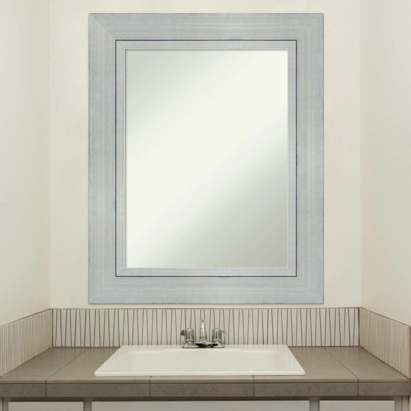 Cheapest β€οΈ Amanti Art Romano Silver Wood Framed Non-Beveled Bathroom Vanity Wall Mirror - 25.25 X 31.25 In β - Image 8