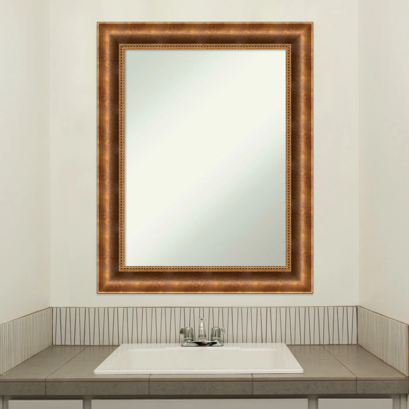 Budget π Amanti Art Manhattan Bronze Wood Framed Non-Beveled Bathroom Vanity Wall Mirror - 23.5 X 29.5 In π - Image 9