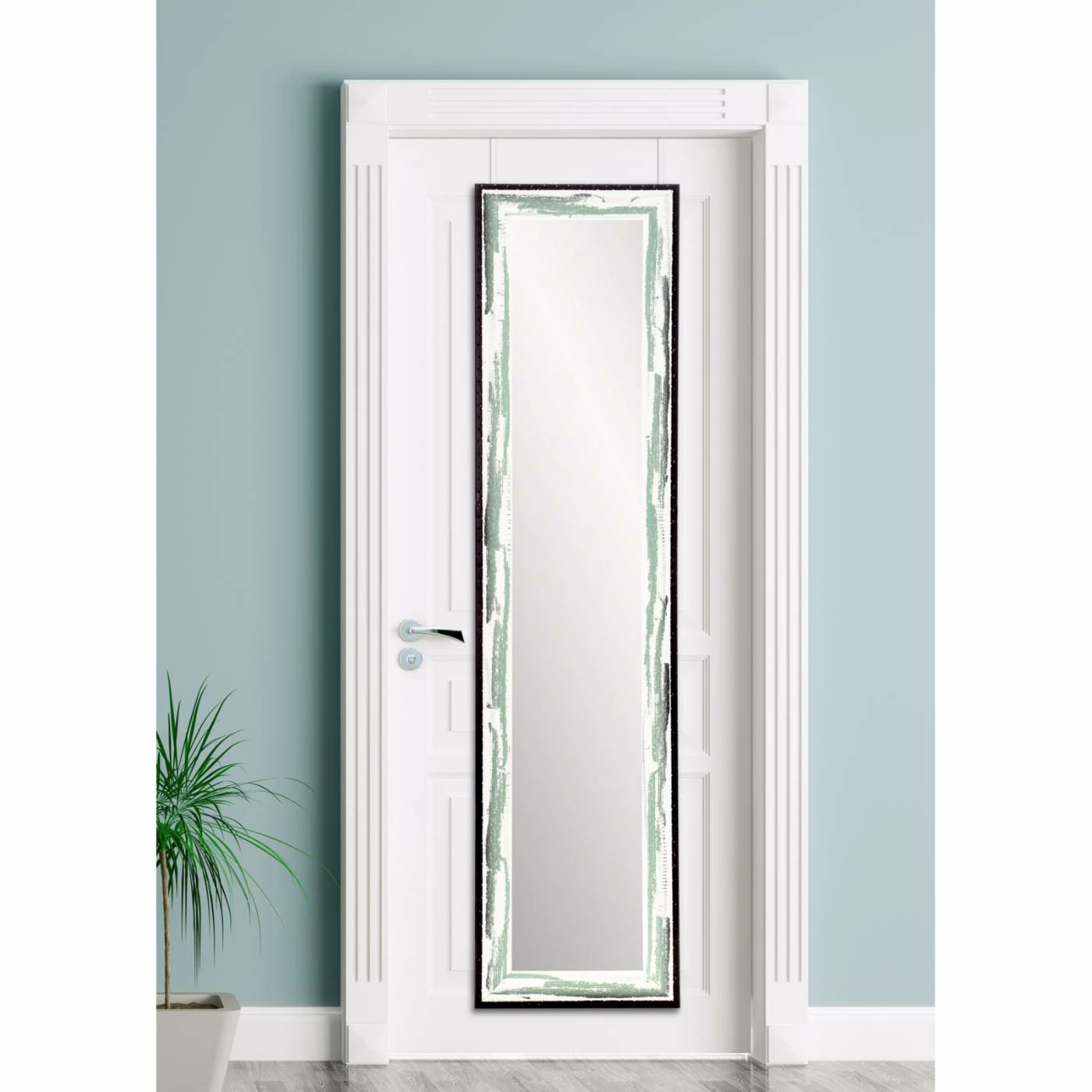 Best Pirce β Wall BrandtWorks Farmhouse Wood Grain Slim Over The Door Mirror - 21.5W X 71H In. 𧨠- Image 9