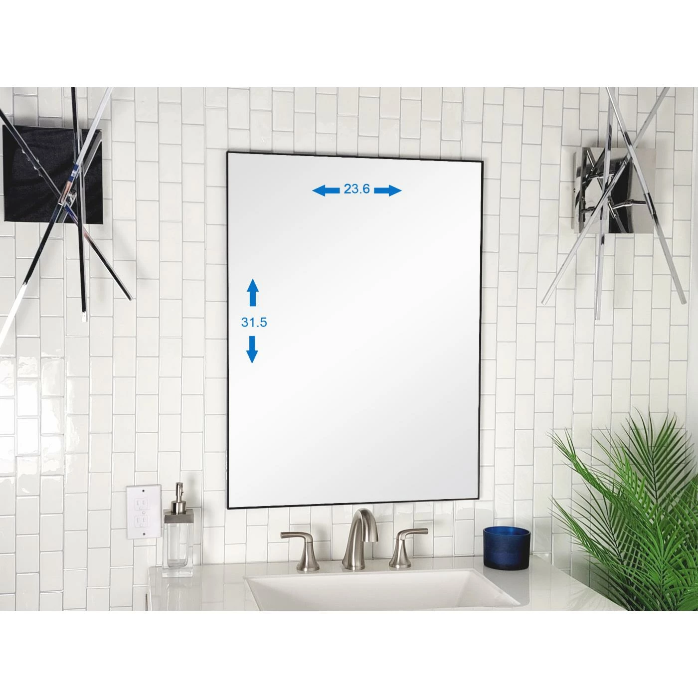 Best Sale ✨ Decor Wonderland Vanta Rectangular Black Metal Framed Wall Mirror With Dual Mounting Brackets ❤️ - Image 9