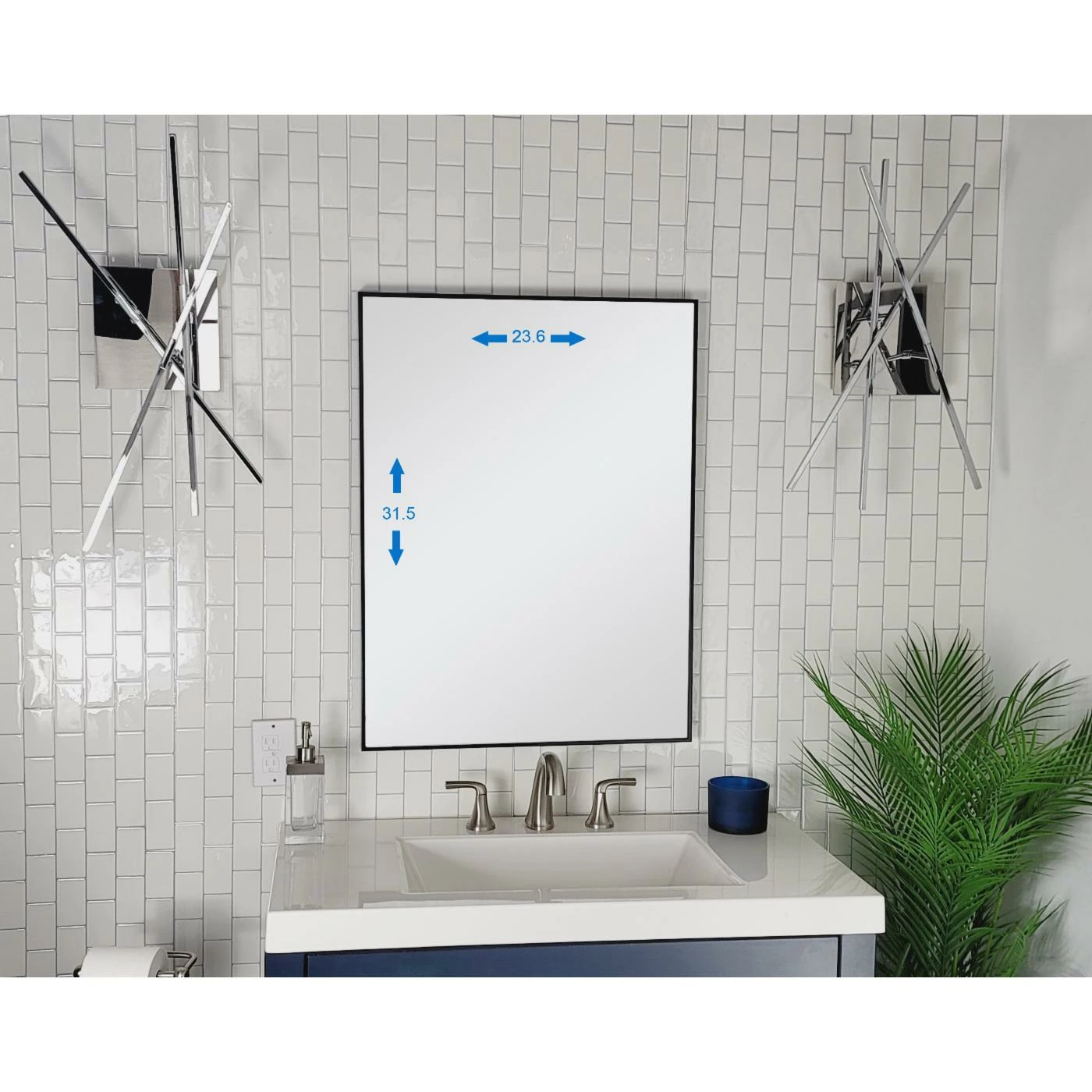 Deals โ๏ธ Decor Wonderland Venta Modern Black Framed Wall Mirror With Dual Mounting Brackets ๐งจ - Image 9