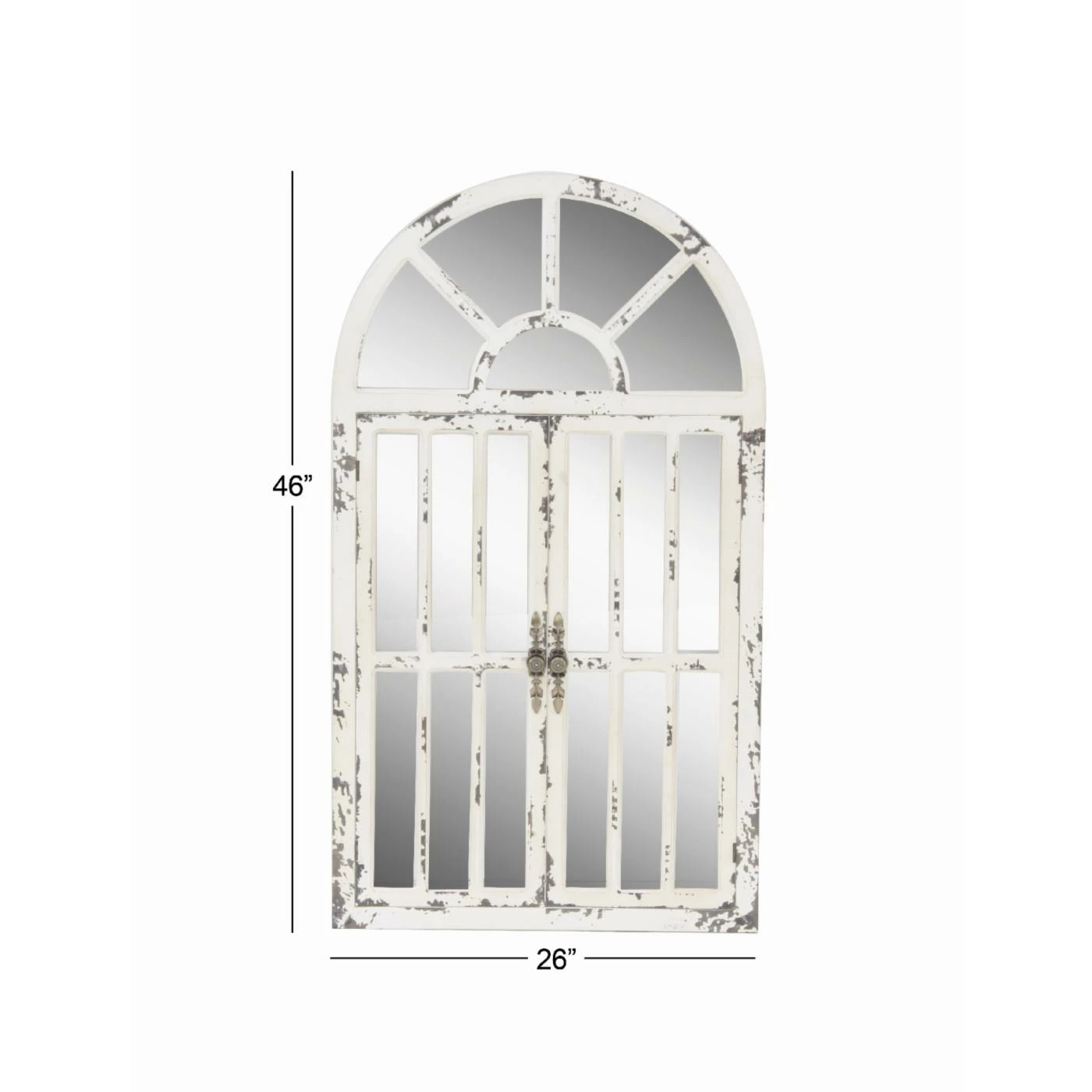 Best Pirce 💯 DecMode Distressed White Wooden Arched Window Wall Mirror - 26W X 46H In. 🔔 - Image 10
