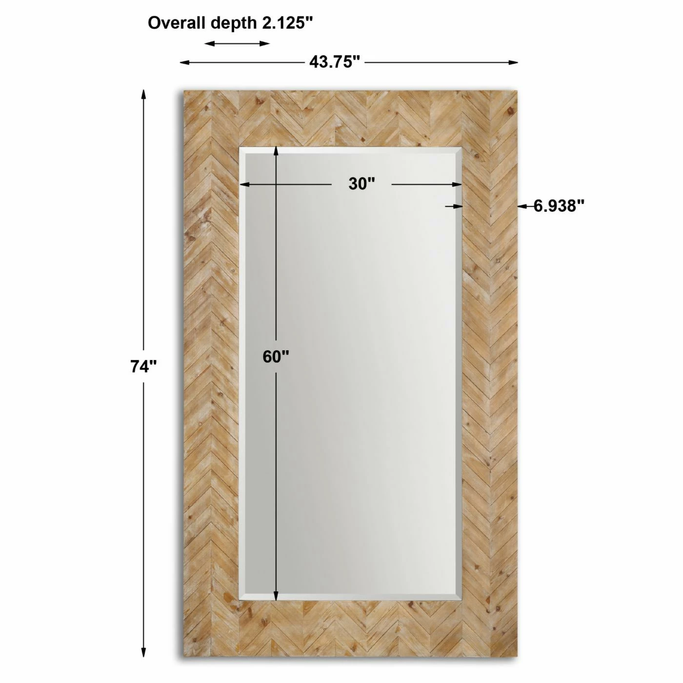 Buy β Floor & Leaning HN Home Alta Modern Farmhouse Oversized Wooden Wall Or Leaner Mirror - 43.75W X 74H In. π - Image 3