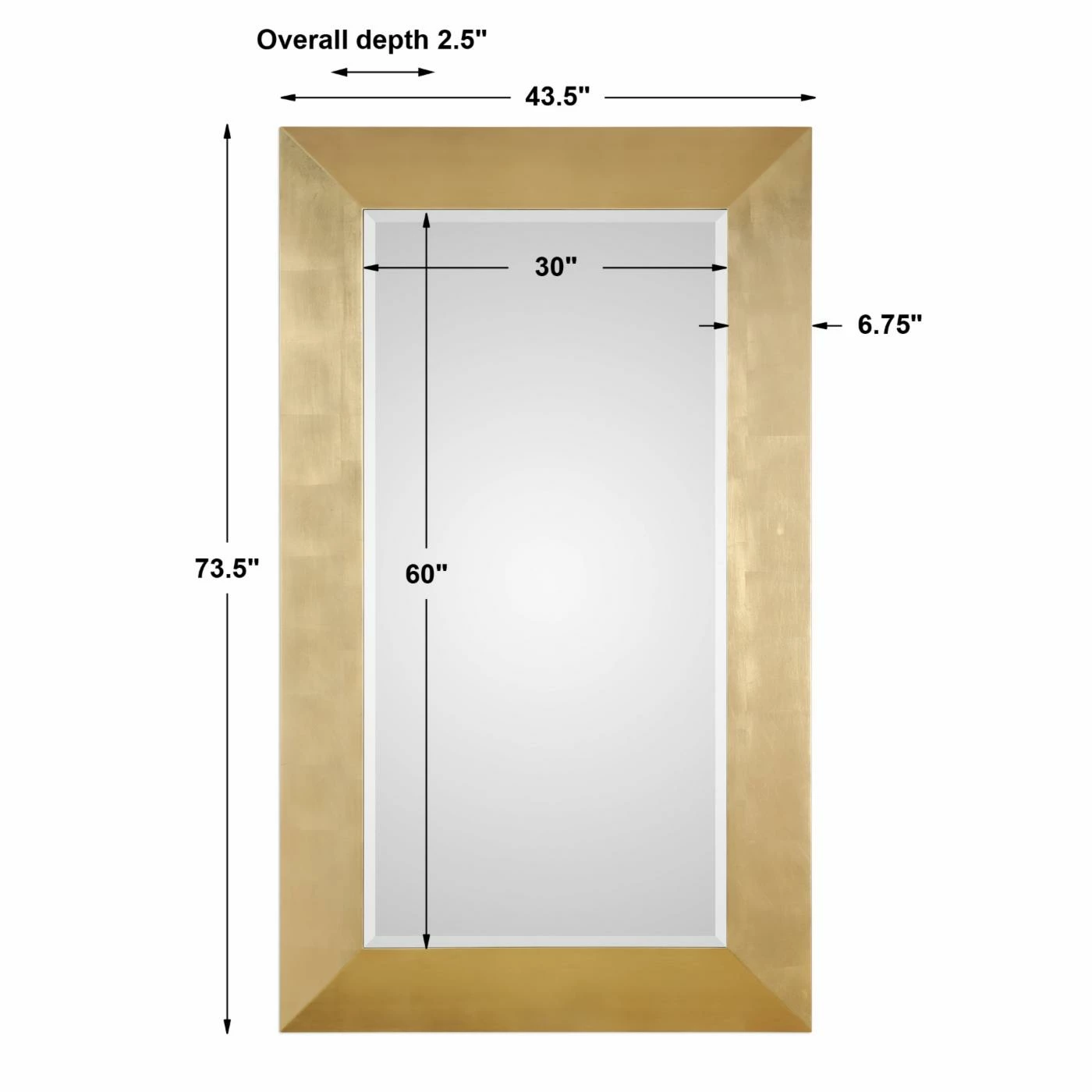 Discount π Floor & Leaning Uttermost Chaney Gold Mirror - 43.5W X 73.5H In. π - Image 5